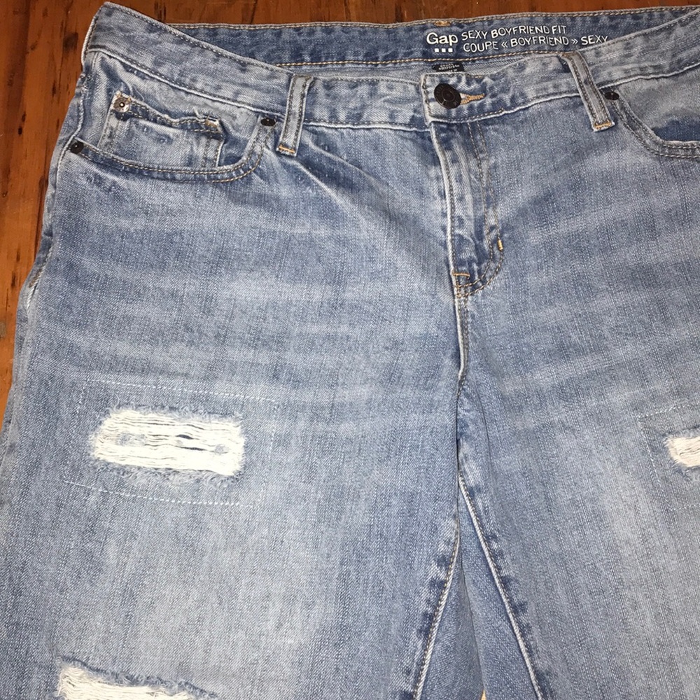 GAP sexy boyfriend fit light wash distressed jeans